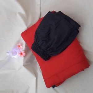 Reversible Red/Blue Twin Comfortor and Blue Bedskirt